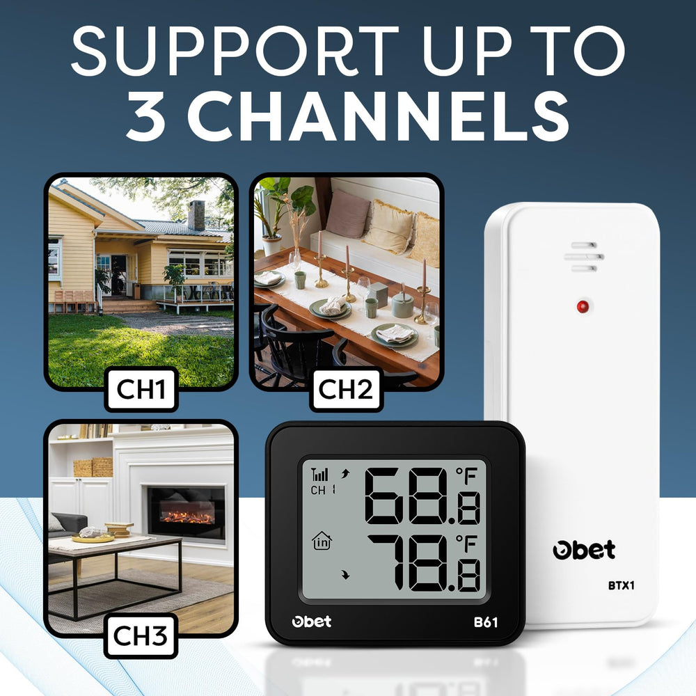 OBET Outdoor Thermometer with wireless sensor and batteries