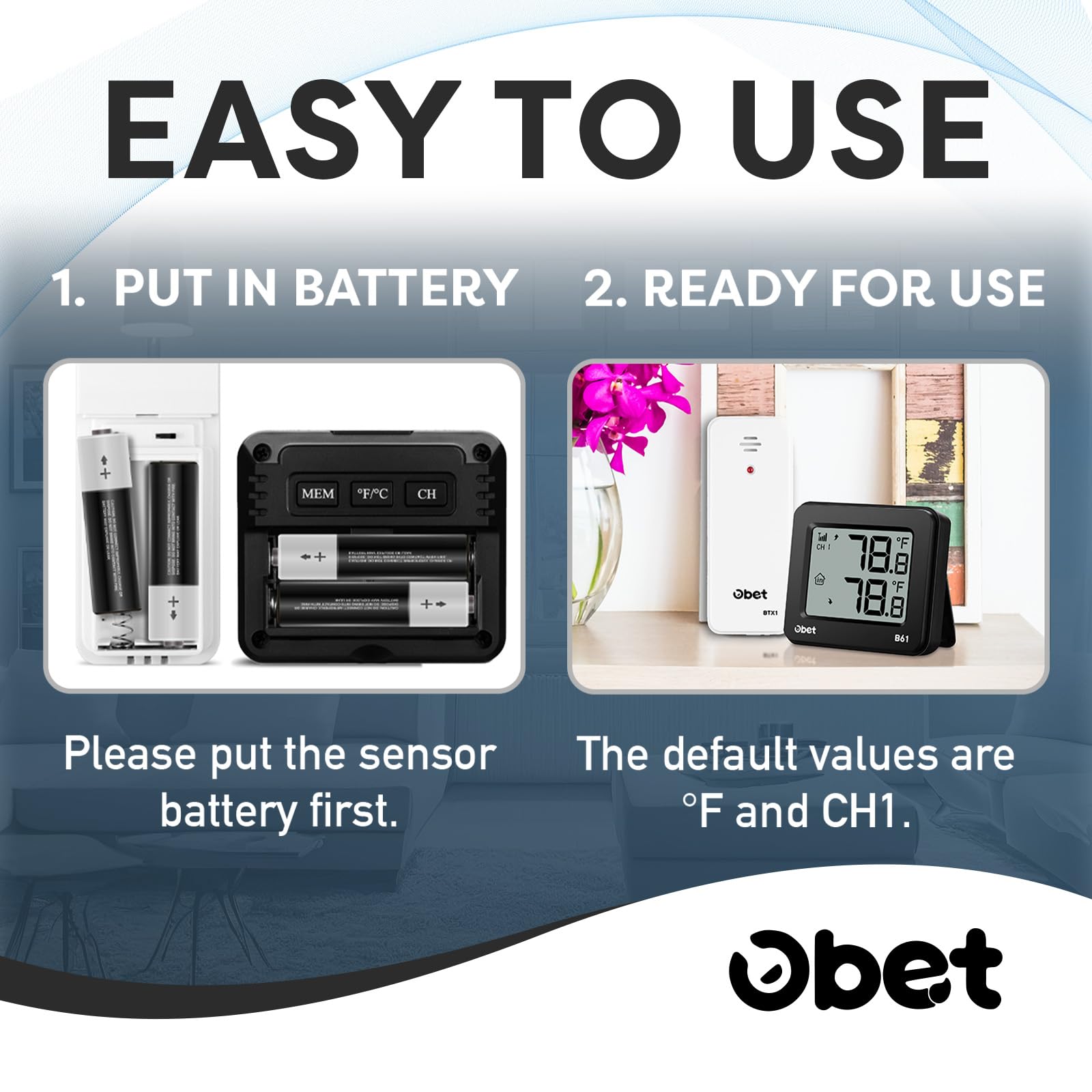 OBET Temperature Monitor with operating instructions and sensor