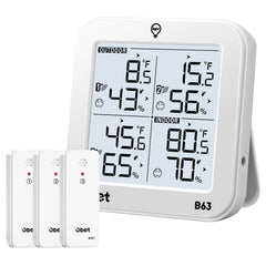 OBET Wireless Indoor Outdoor Thermometer front view with digital display