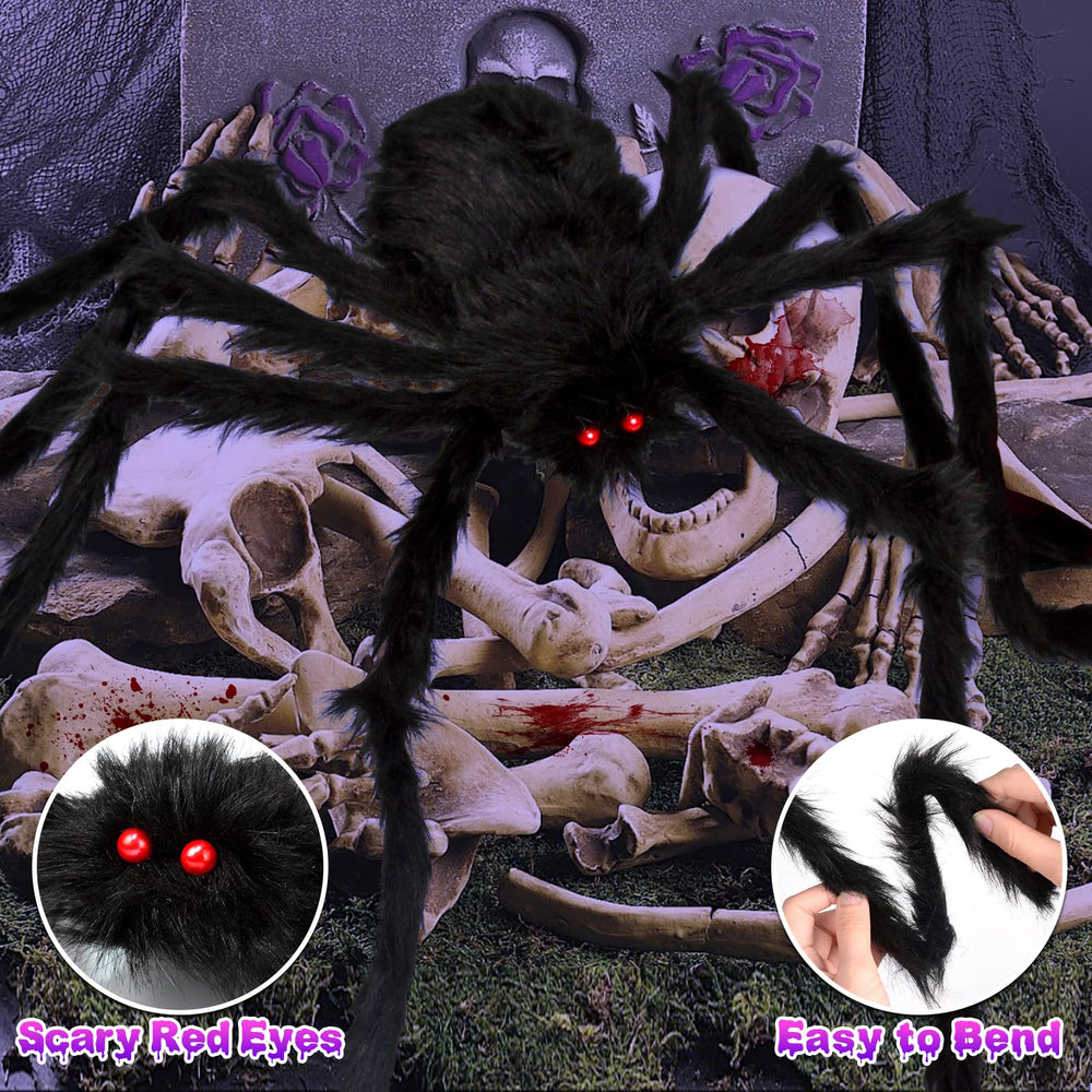 OCATO 59" black spider with red eyes on spider web