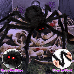 OCATO 59" black spider with red eyes on spider web