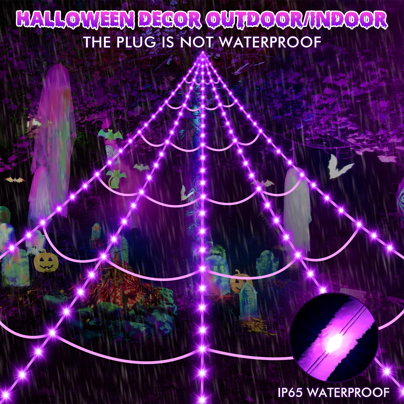 OCATO giant spider on Halloween spider web at night