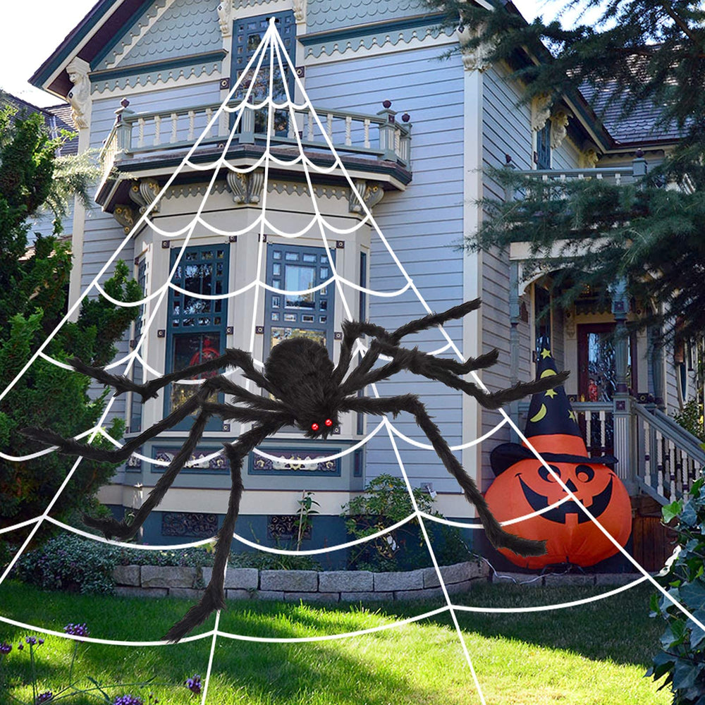 OCATO Halloween Giant Spider Web 200 inches with spider decoration