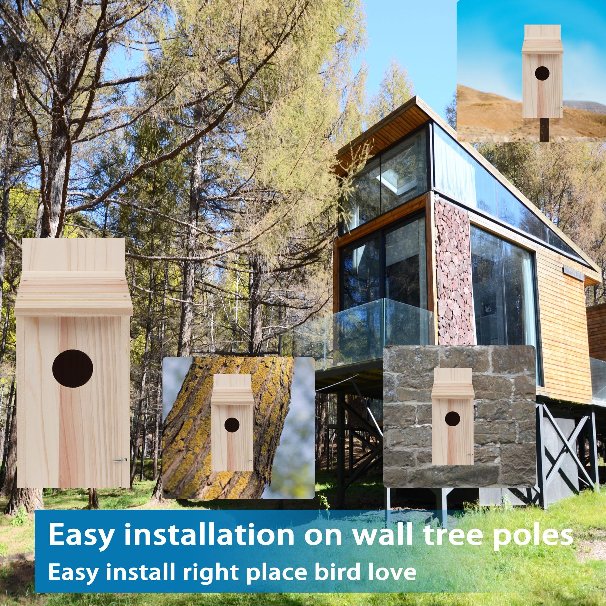 OceeK birdhouse with slant roof for ventilation
