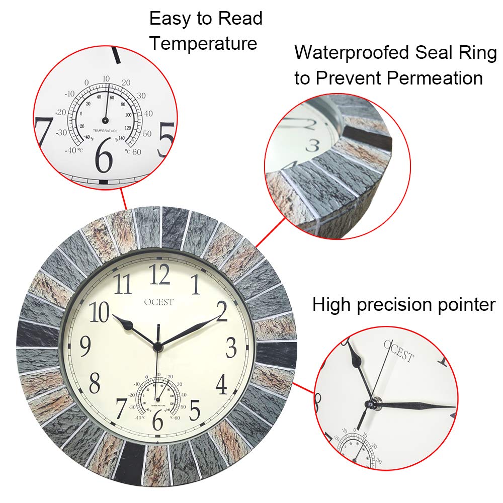 OCEST 13 Inch Wall Clock showing time and temperature