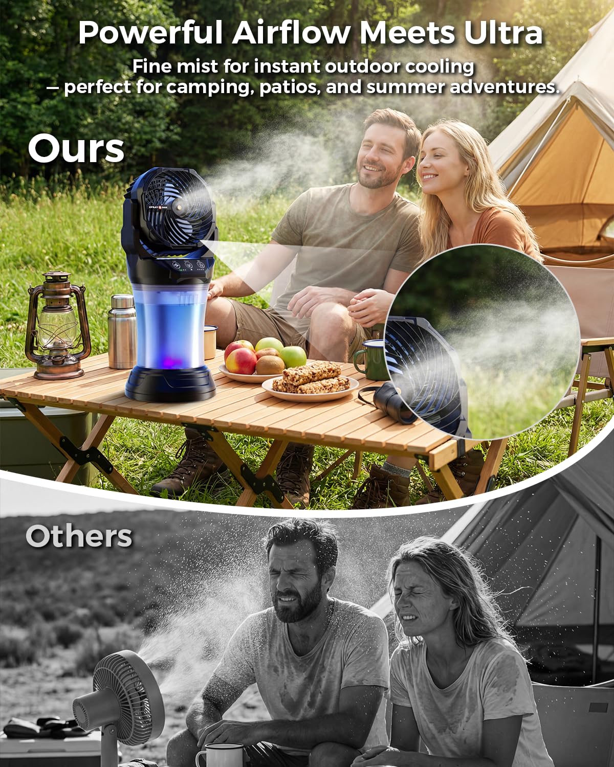 Ocikry Misting Fan setup with water pipe and charger