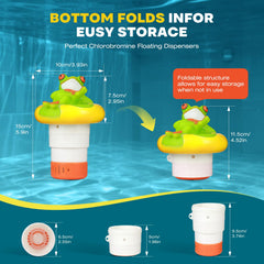 ODJSY Mini Frog chlorine dispenser in a kiddie pool