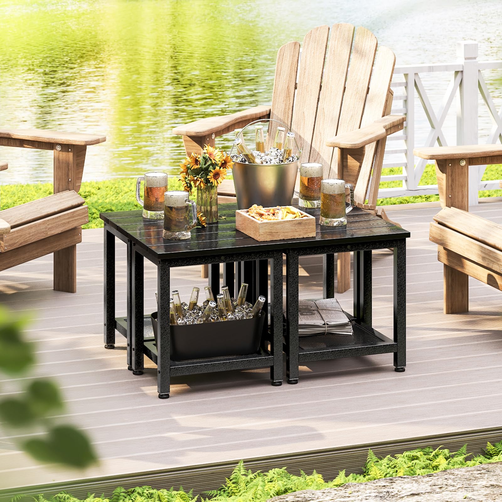 ODK Outdoor Double Side Table black close-up of metal frame