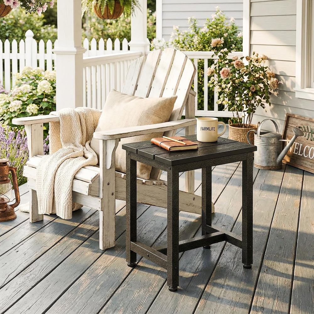 ODK Outdoor Side Table side view with garden background