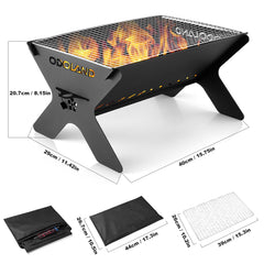 Odoland Portable Folding Charcoal Grill in a garden setting