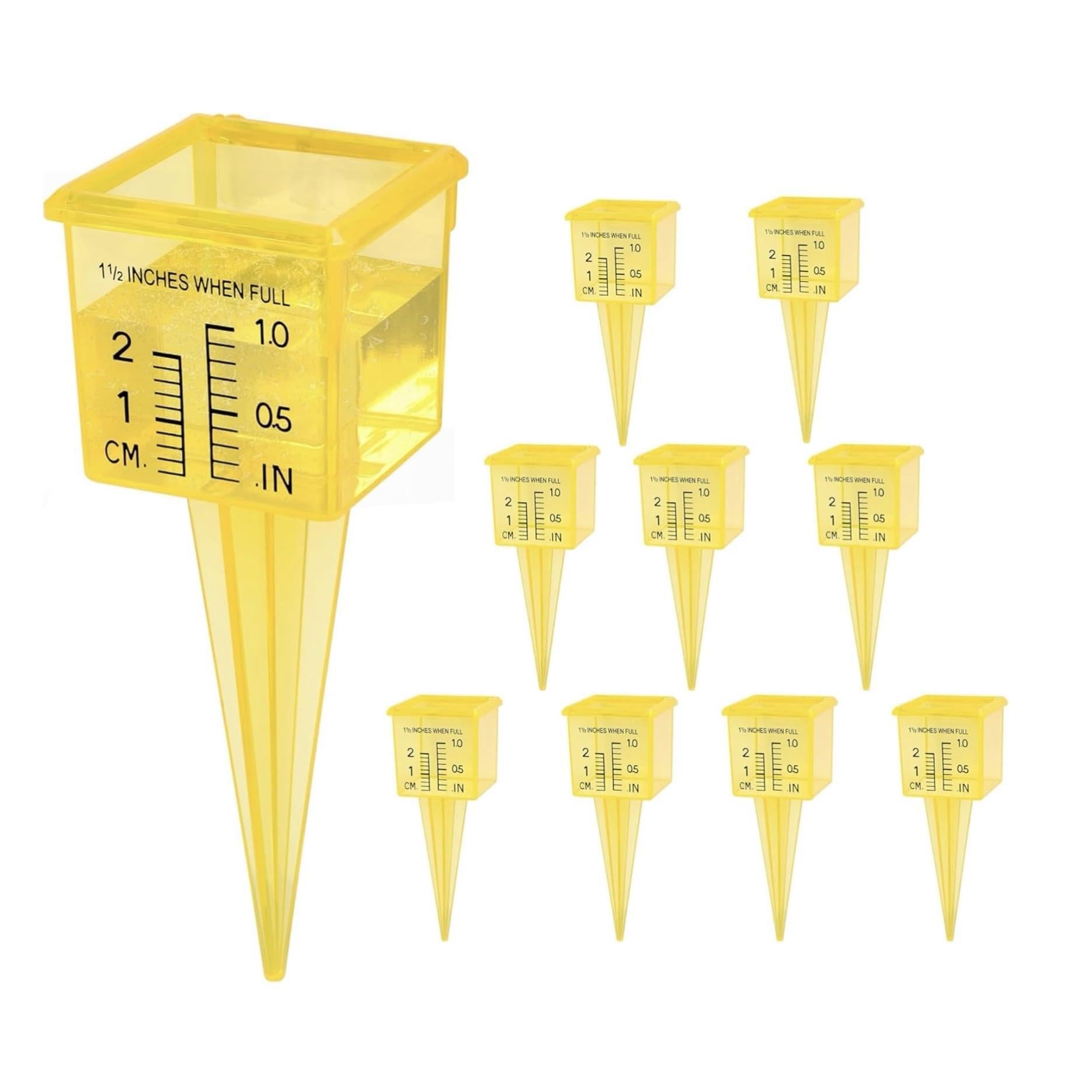 ODOME 10PCS rain gauges front view in bright yellow