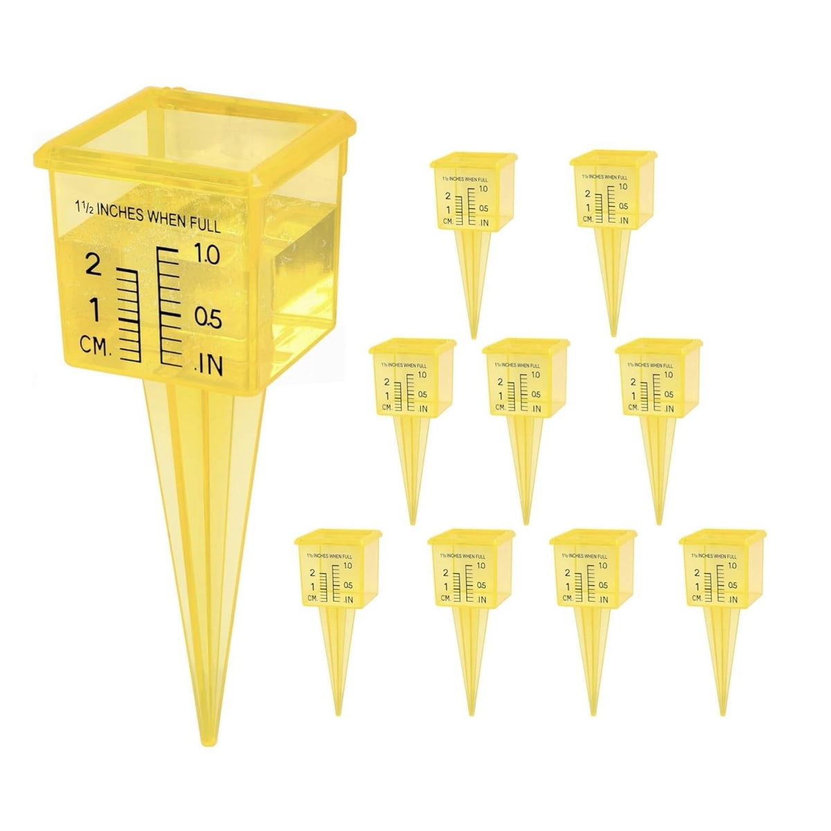 ODOME 10PCS rain gauges front view in bright yellow