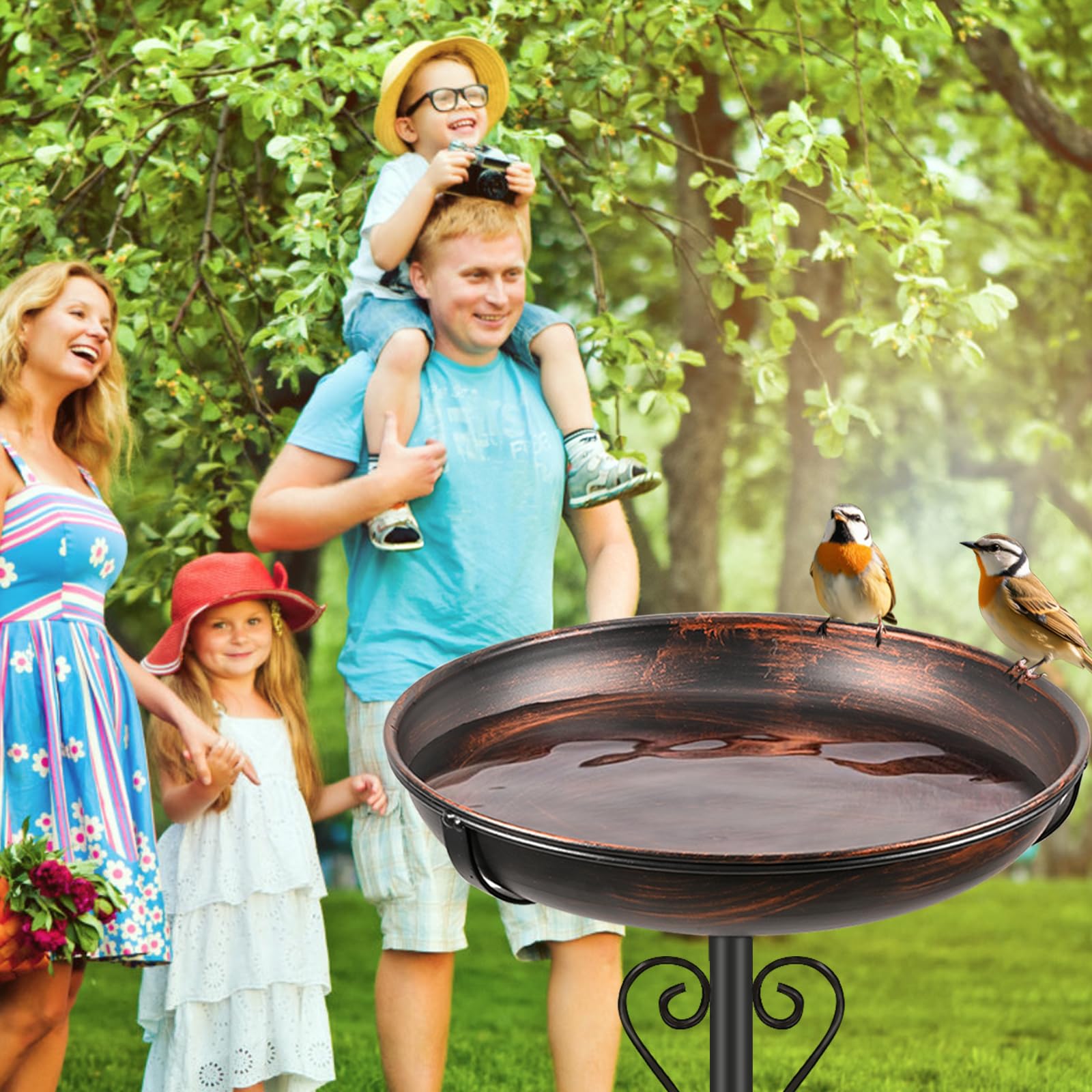 ODSNANIE bird bath in outdoor patio setting