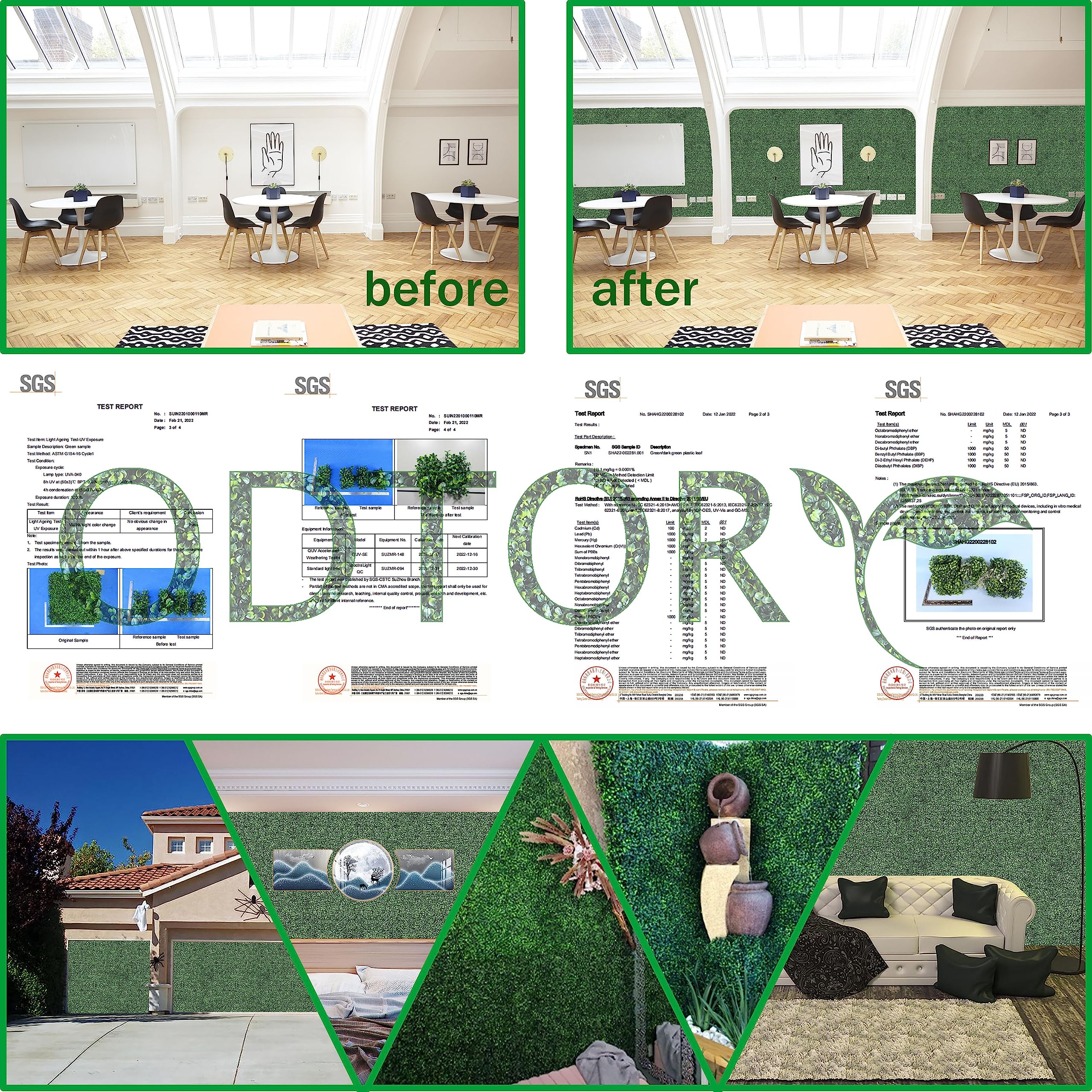 ODTORY artificial grass panels displayed in a garden setting