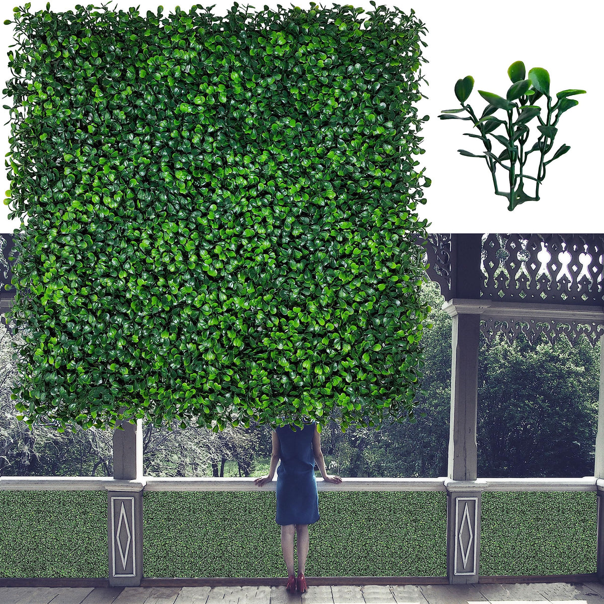 ODTORY artificial grass wall panel 20x20 inches, front view