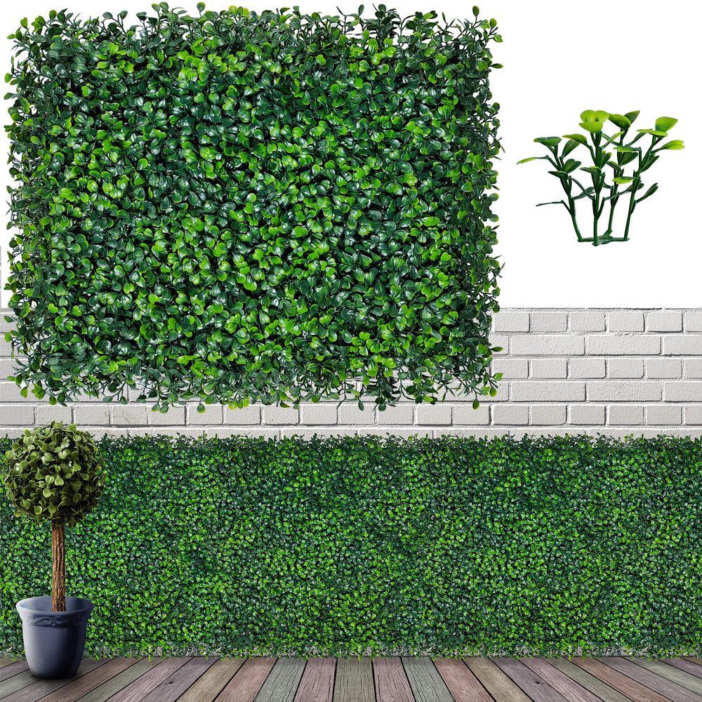ODTORY Artificial Ivy Hedge Fence 16x12 inches green panel front view