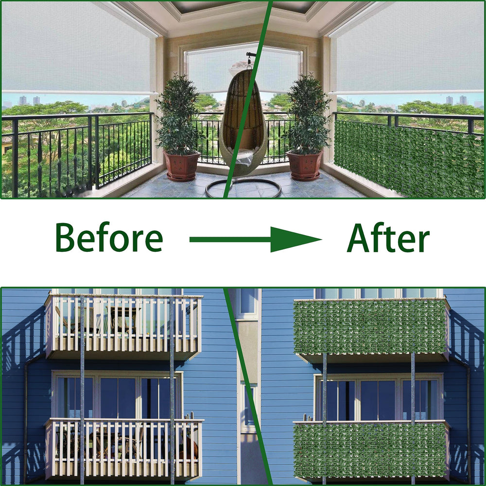 ODTORY Artificial Ivy Privacy Screen in a garden setting