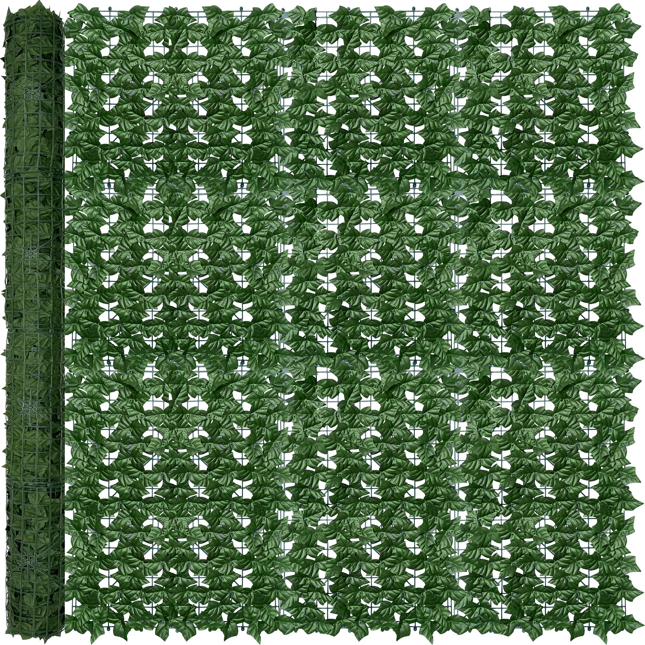 ODTORY Artificial Ivy Privacy Screen Panel front view with green ivy leaves