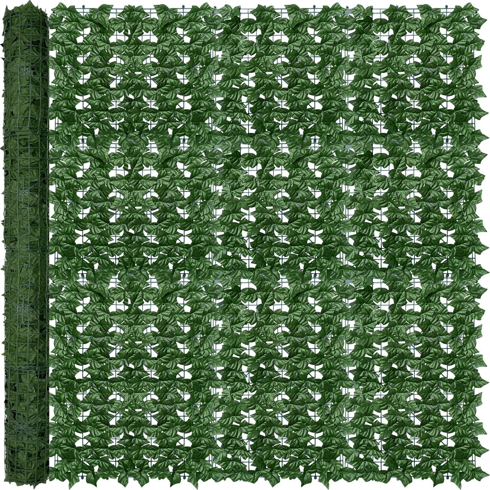 ODTORY Artificial Ivy Privacy Screen Panel front view with green ivy leaves