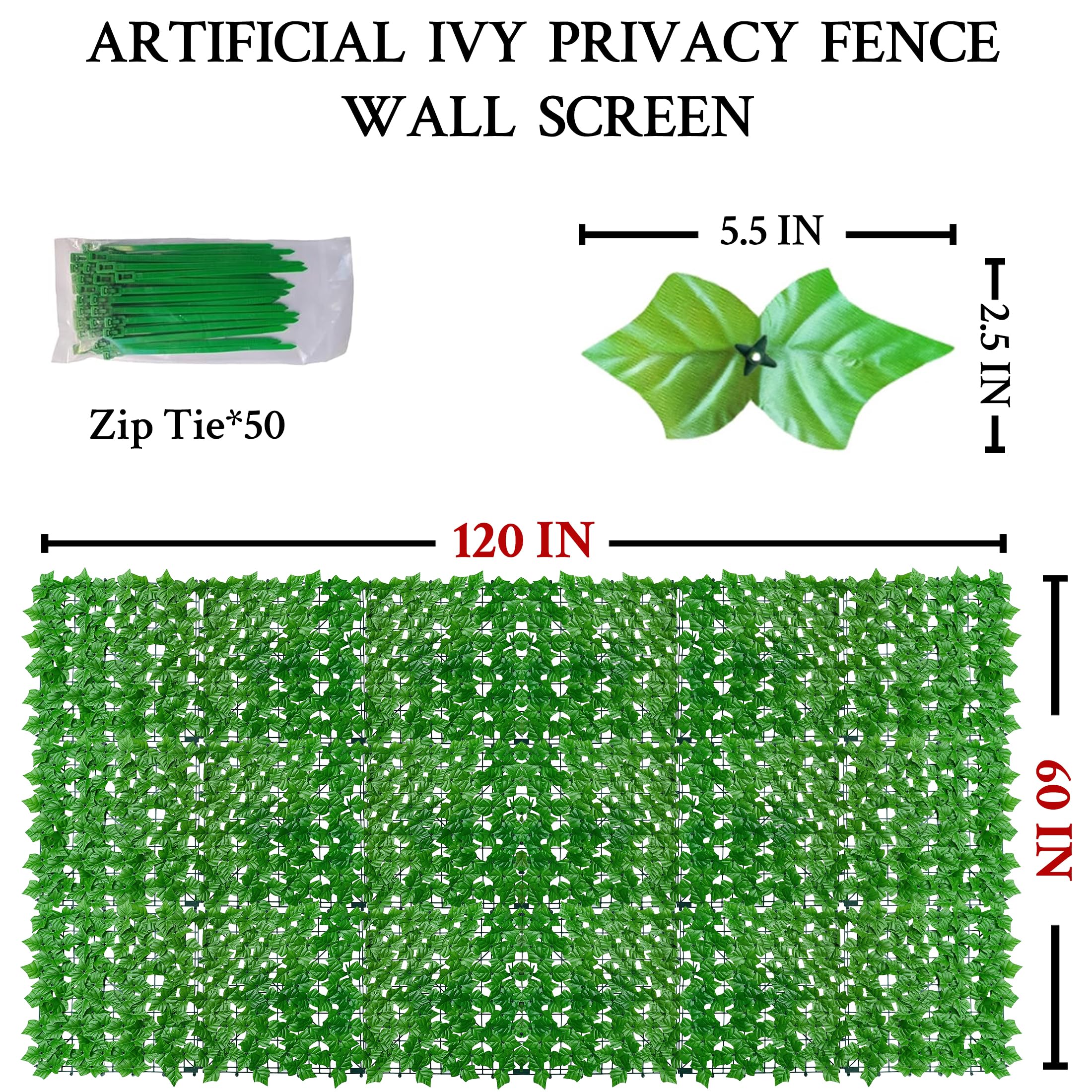 ODTORY Artificial Ivy Privacy Screen showing installation on a wooden fence