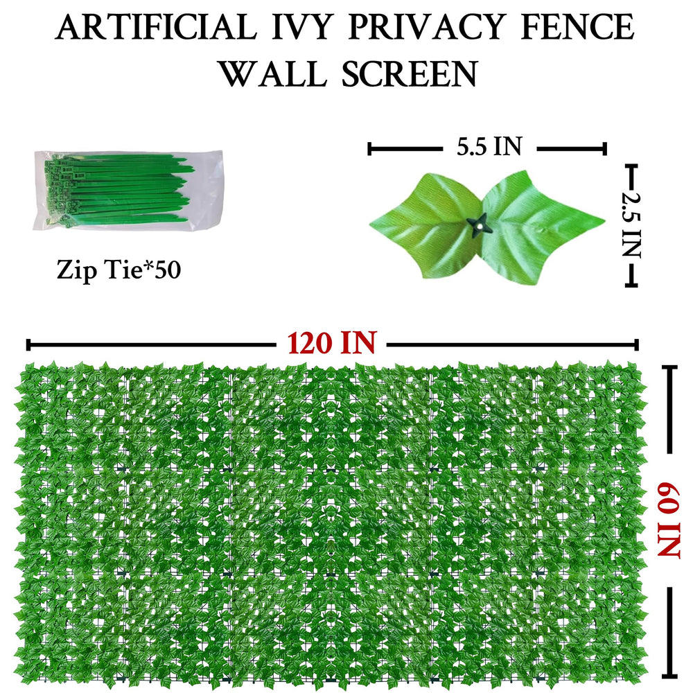 ODTORY Artificial Ivy Privacy Screen showing installation on a wooden fence