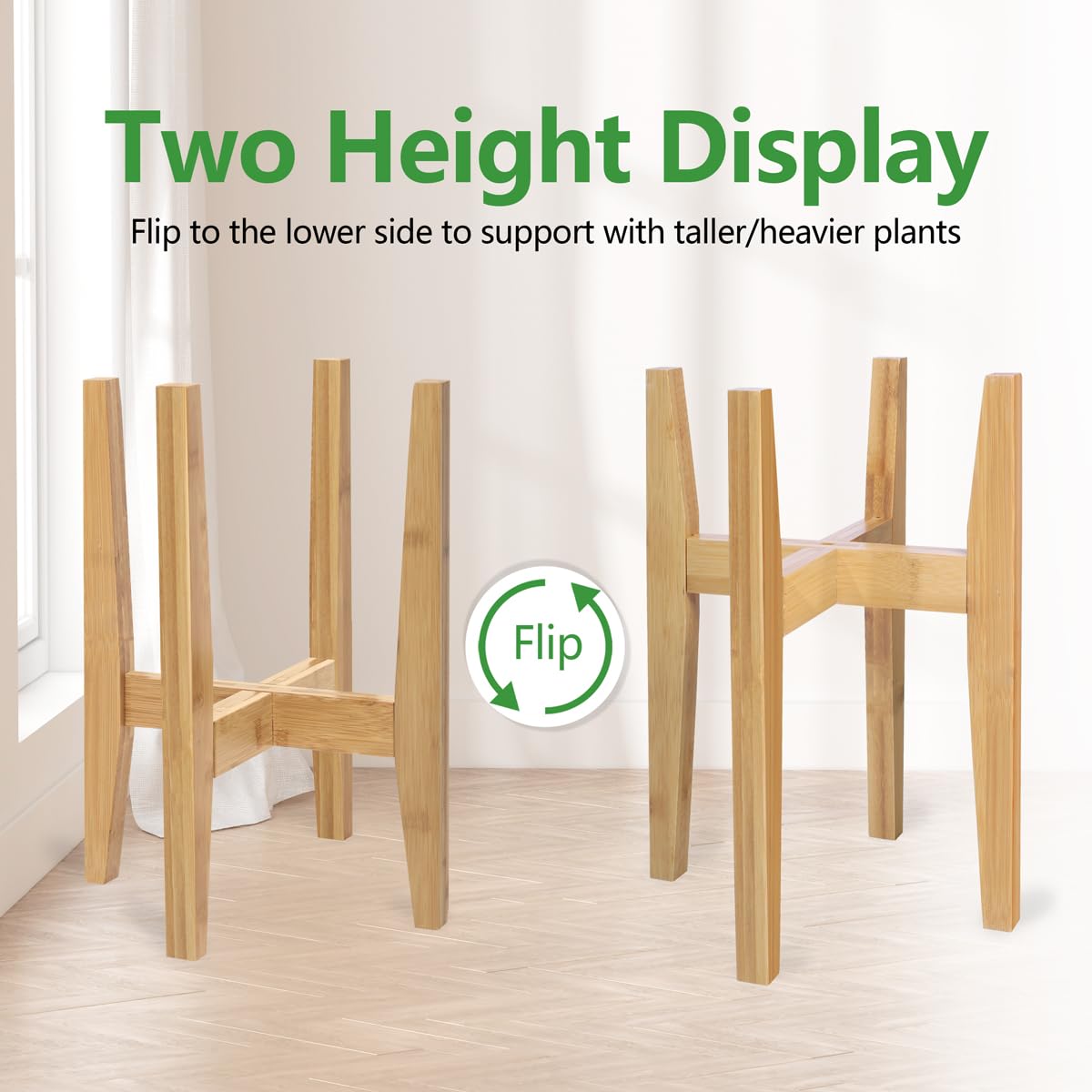 OERGKE Bamboo Adjustable Plant Stand assembly parts