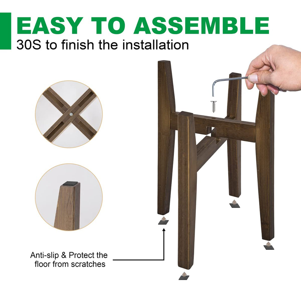 OERGKE bamboo plant stand in a modern living room setting
