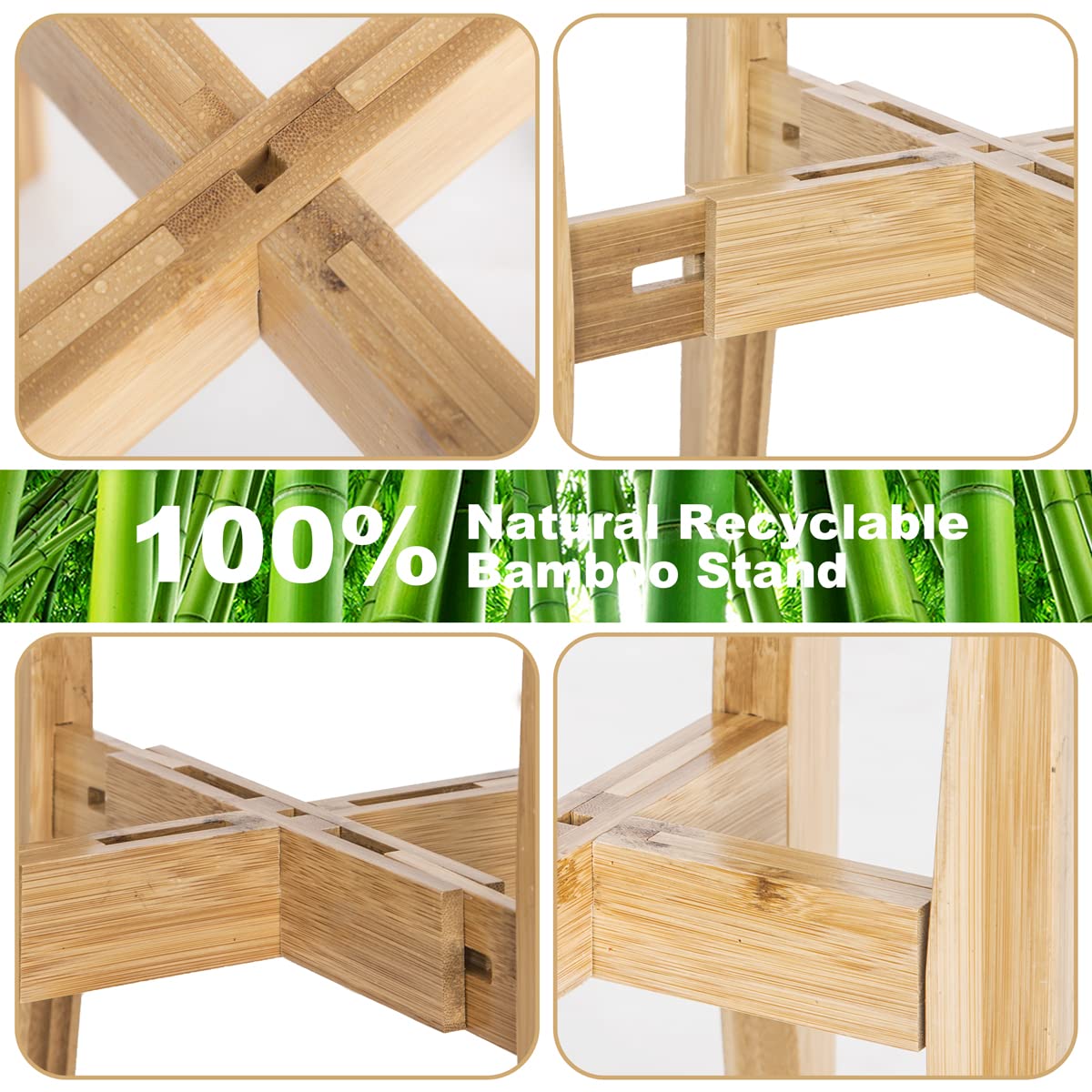 OERGKE Bamboo plant stand in living room setting