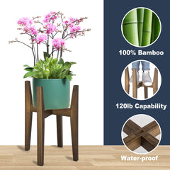 OERGKE bamboo plant stand side view with plant pot