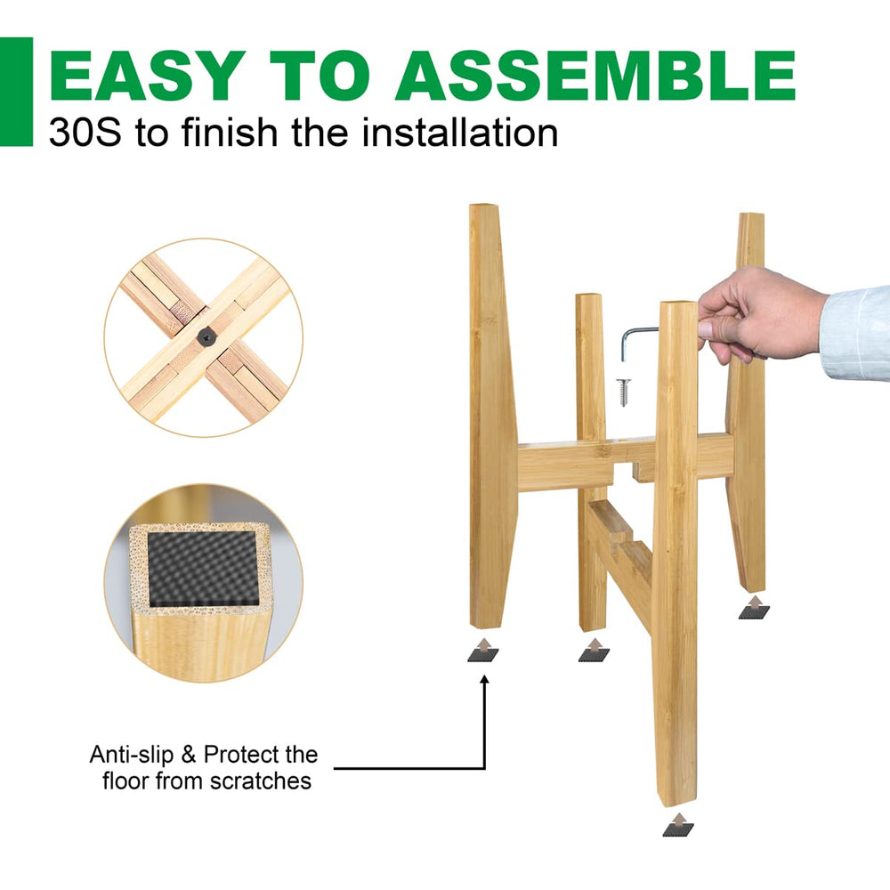 OERGKE Bamboo plant stand with anti-slip pads