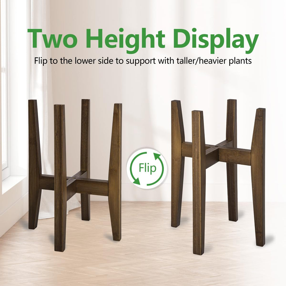 OERGKE bamboo plant stand with decorative plant in corner
