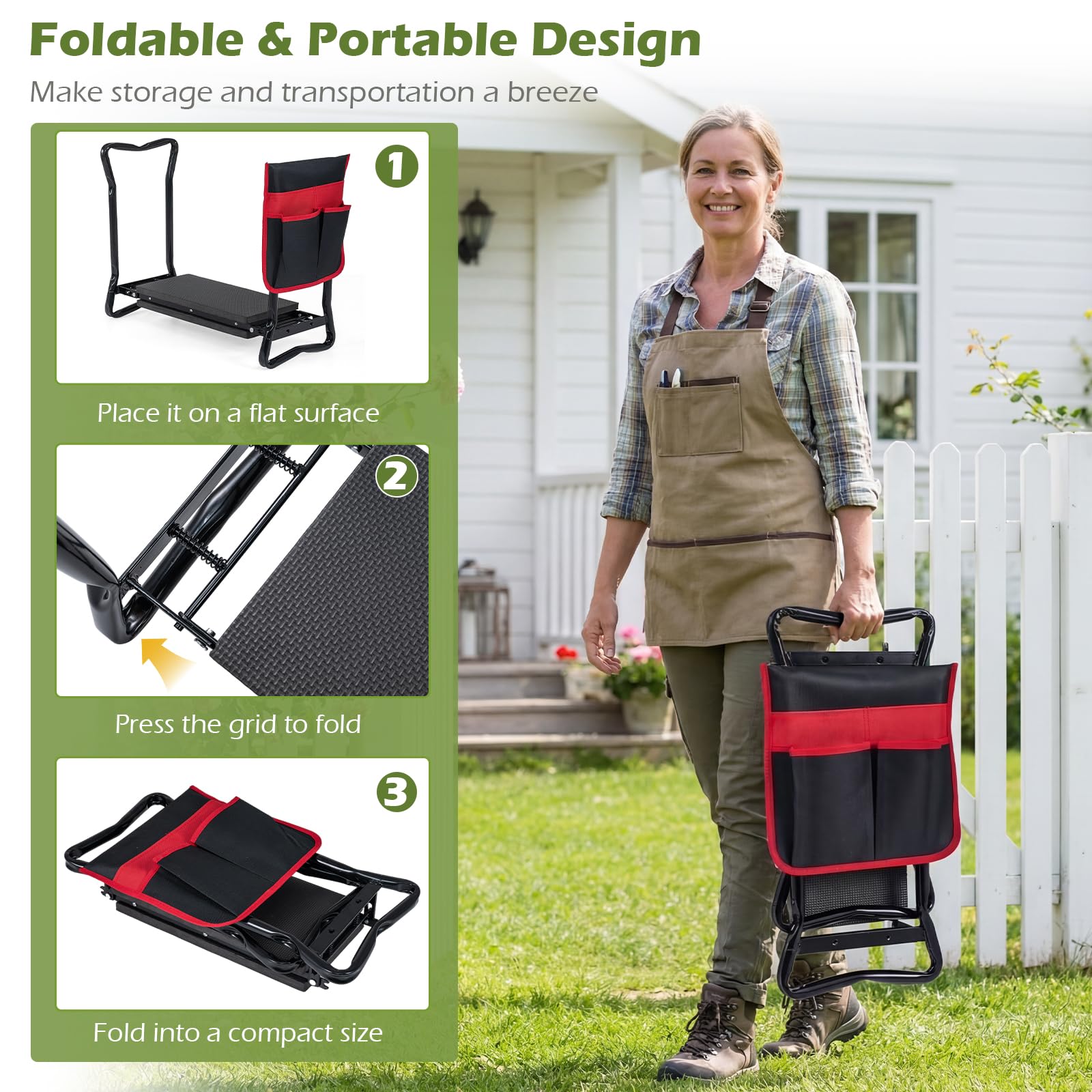 OFFICEJOY Garden Kneeler and Seat in use while gardening