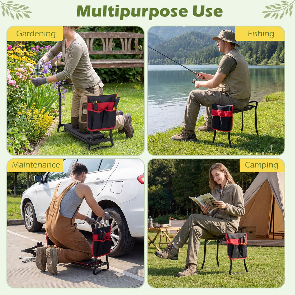 OFFICEJOY Garden Kneeler and Seat with dimensions displayed