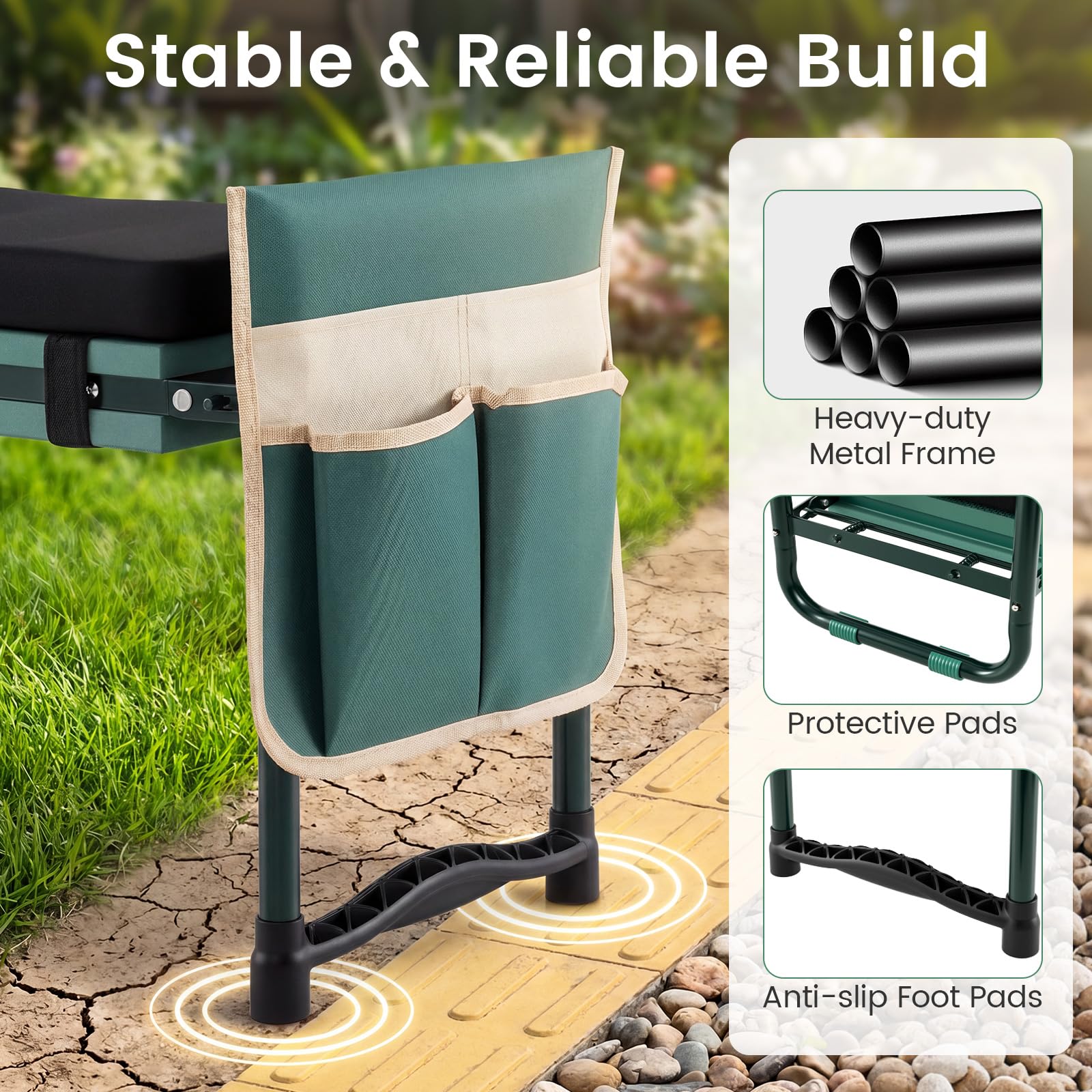 OFFICEJOY Garden Kneeler showing sturdy steel frame