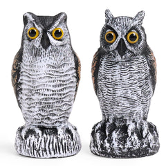 OFFO 2 Pack Realistic Owl Statues front view, hand-painted brown