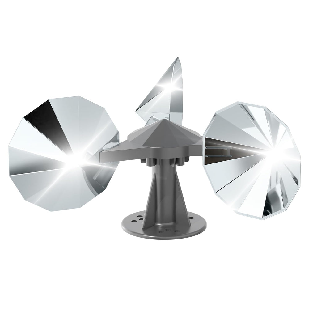 OFFO Bird Reflector Wind Spinner front view with silver blades