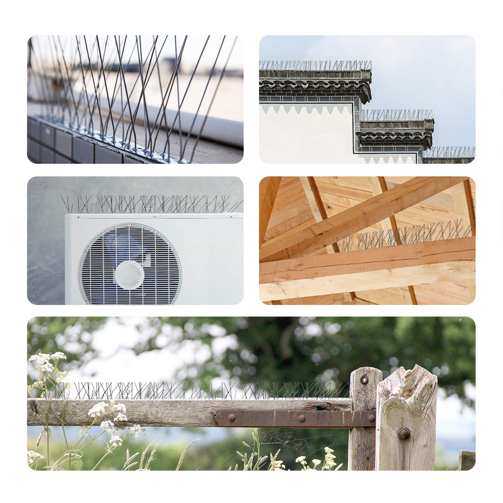 OFFO Bird Spikes displayed with installation tools
