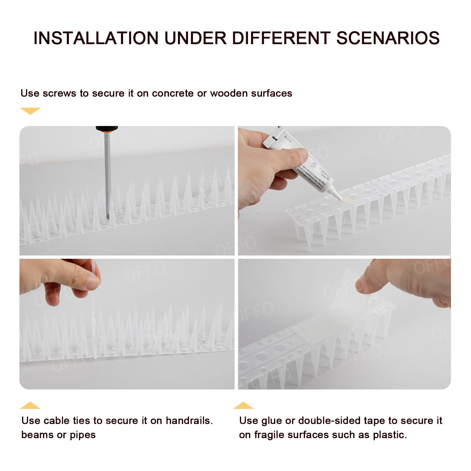 OFFO Bird Spikes installed on a balcony ledge
