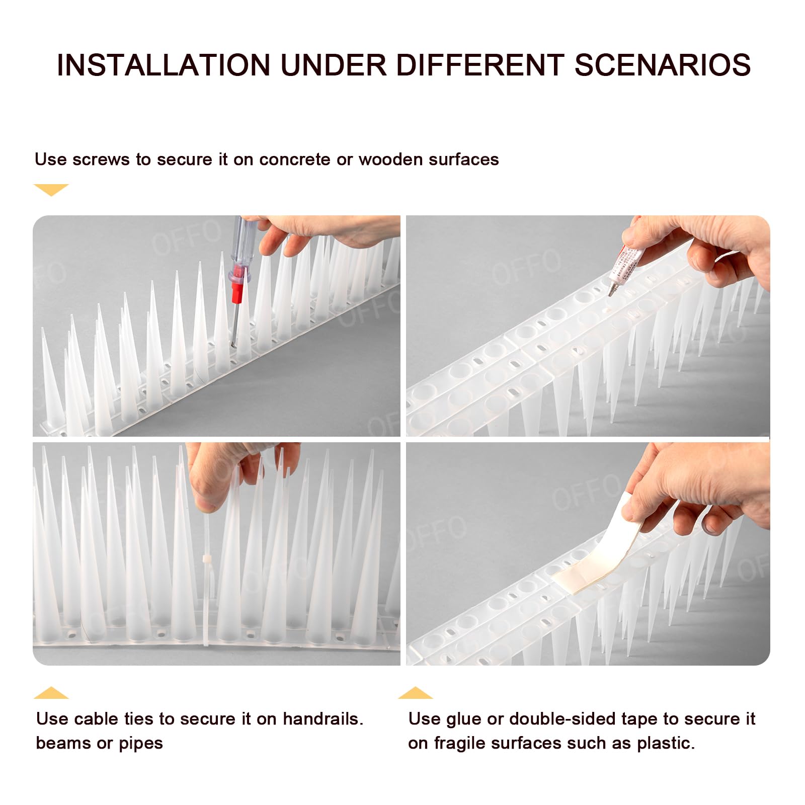 OFFO Bird Spikes used on a roof ledge