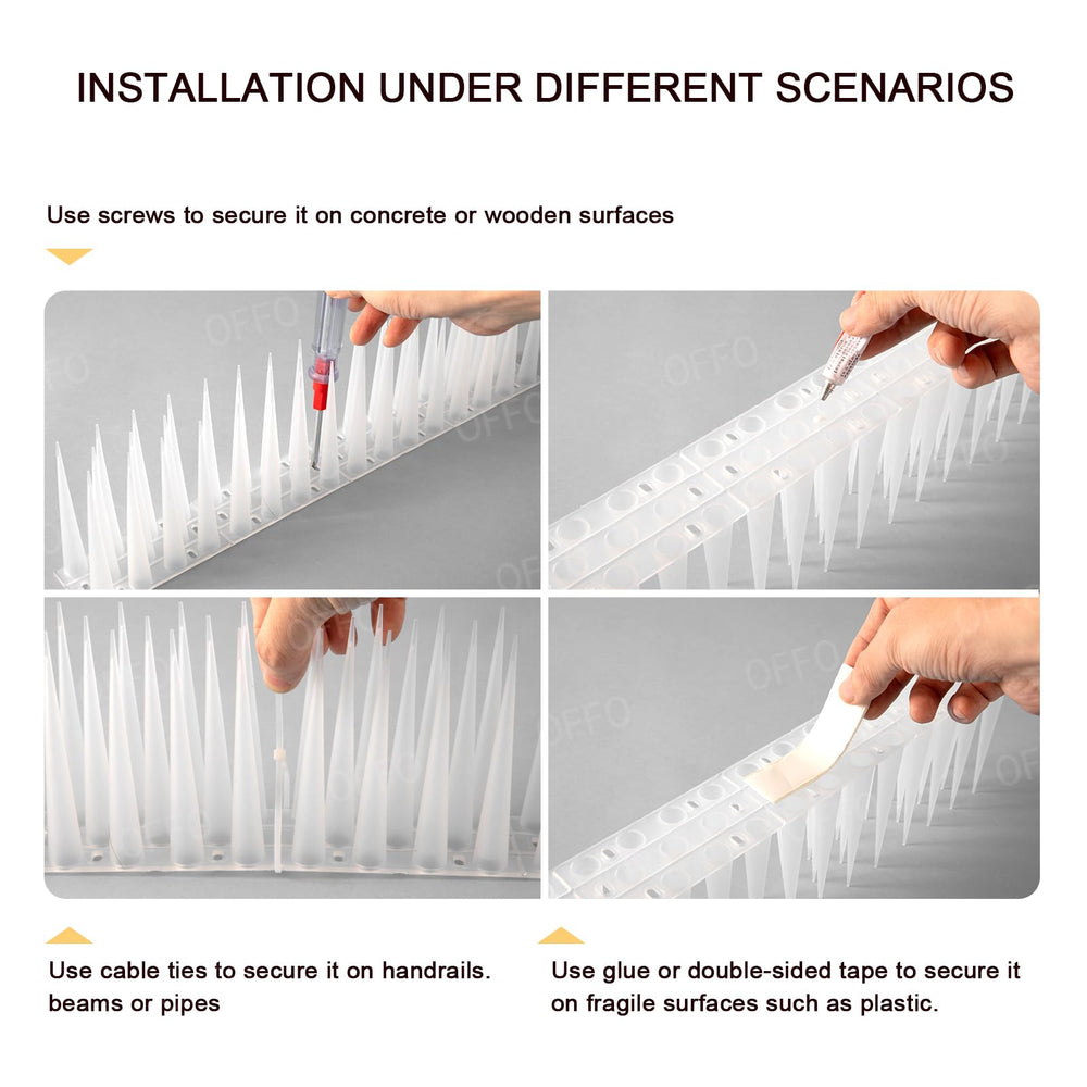 OFFO Bird Spikes used on a roof ledge