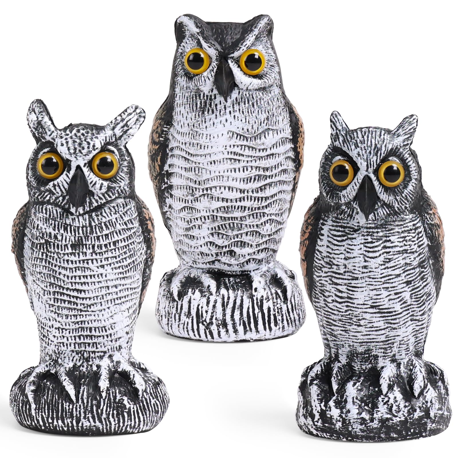 OFFO realistic owl statue front view, hand-painted with feather texture