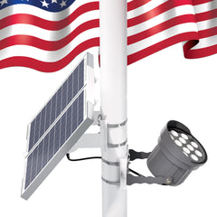 Ofuray Solar Flag Pole Light front view with solar panels