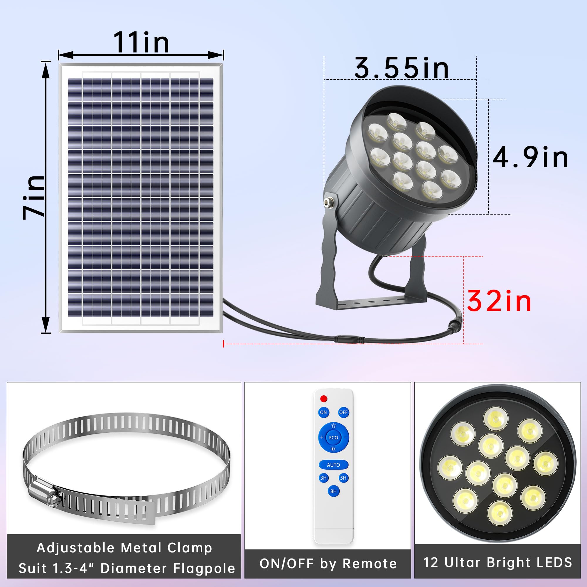 Ofuray Solar Flag Pole Light in outdoor setting