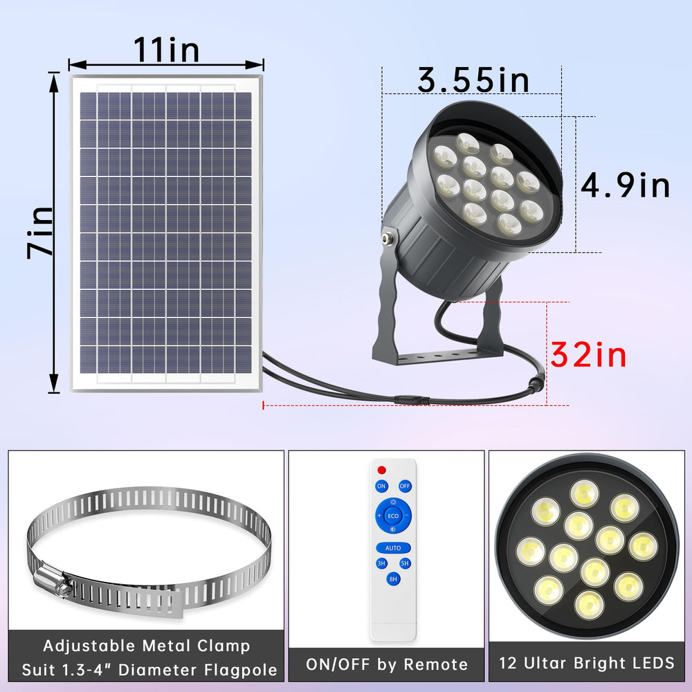 Ofuray Solar Flag Pole Light in outdoor setting