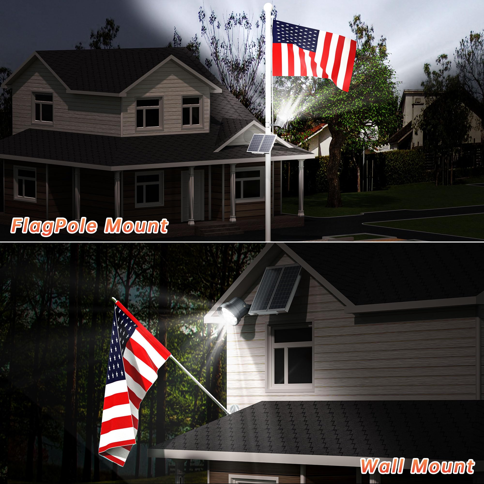 Ofuray Solar Flag Pole Light installed on a flagpole