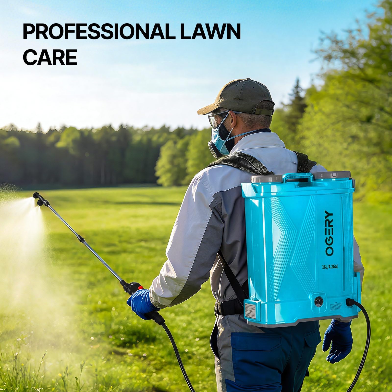 OGERY Battery Powered Backpack Sprayer with telescopic stainless steel wand