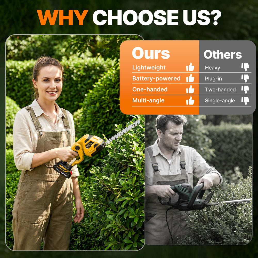 OGERY hedge trimmer with adjustable angle feature