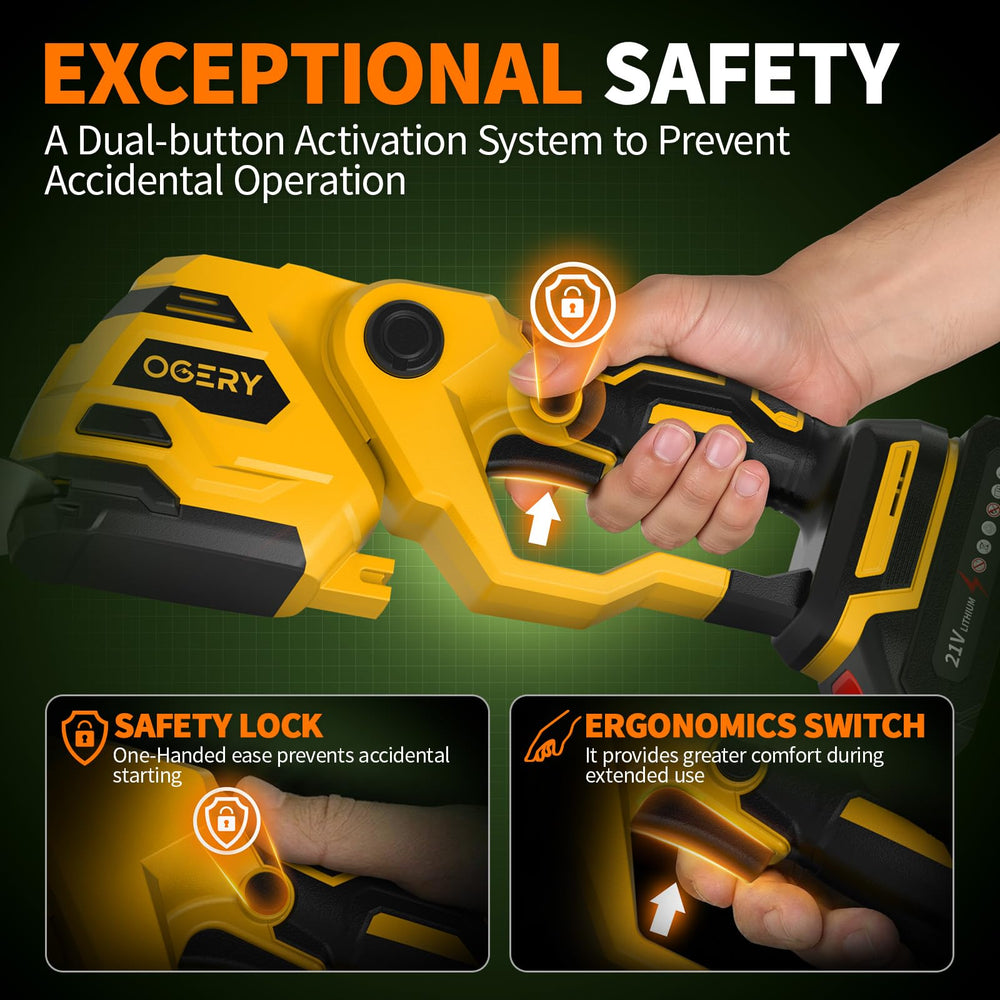 OGERY hedge trimmer with dual batteries and charger