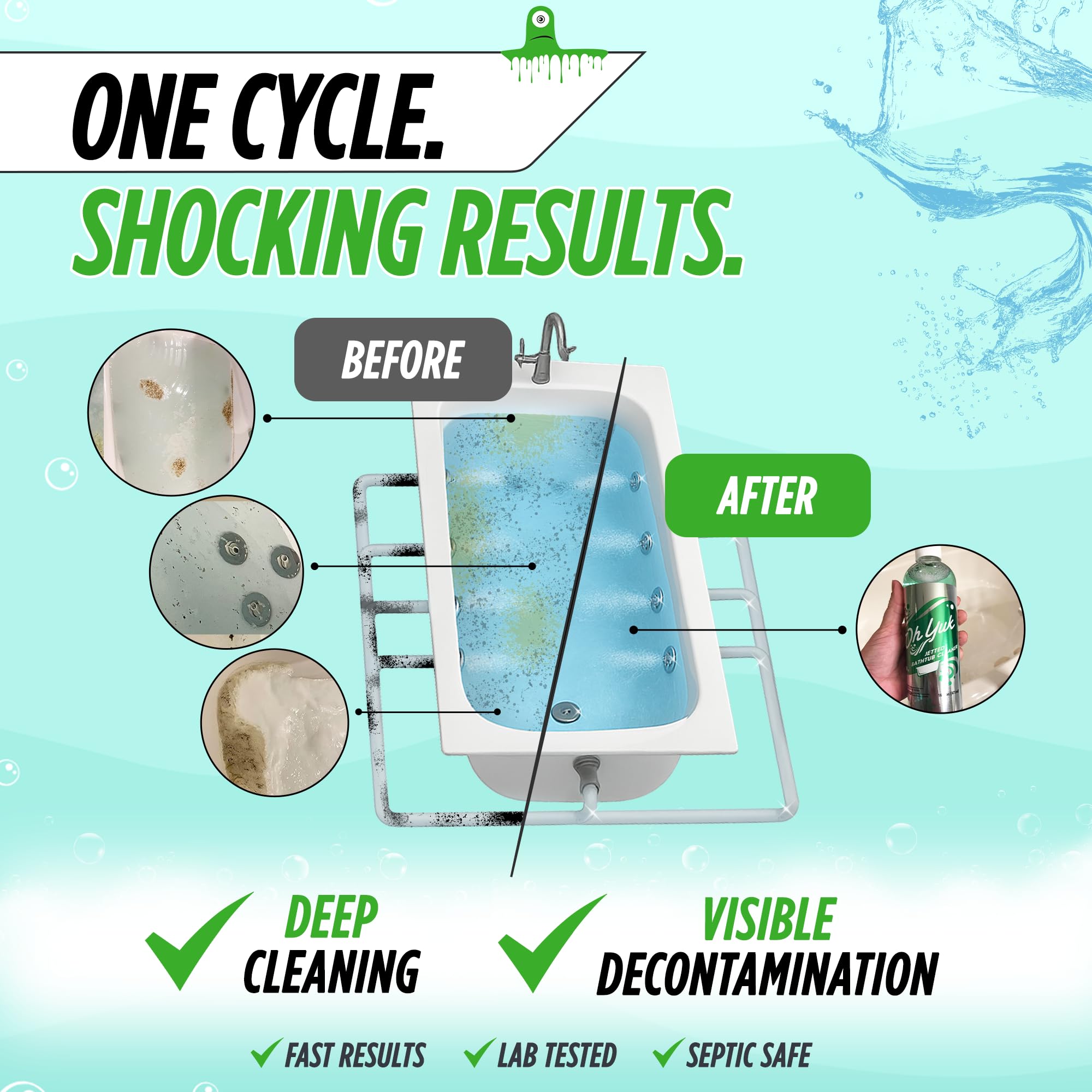 Oh Yuk Jetted Tub Cleaner bottle with label