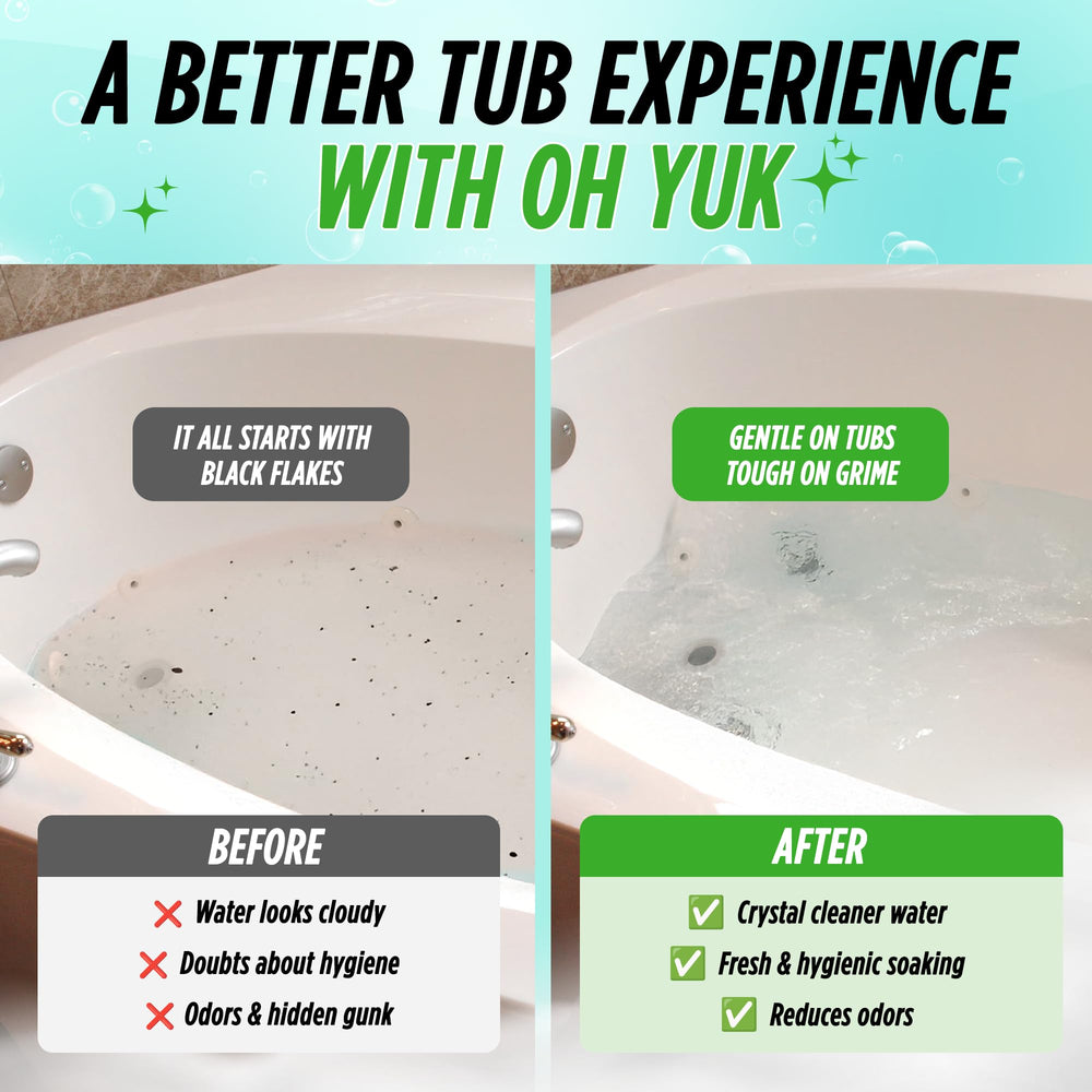 Oh Yuk Jetted Tub Cleaner showing deep cleaning action